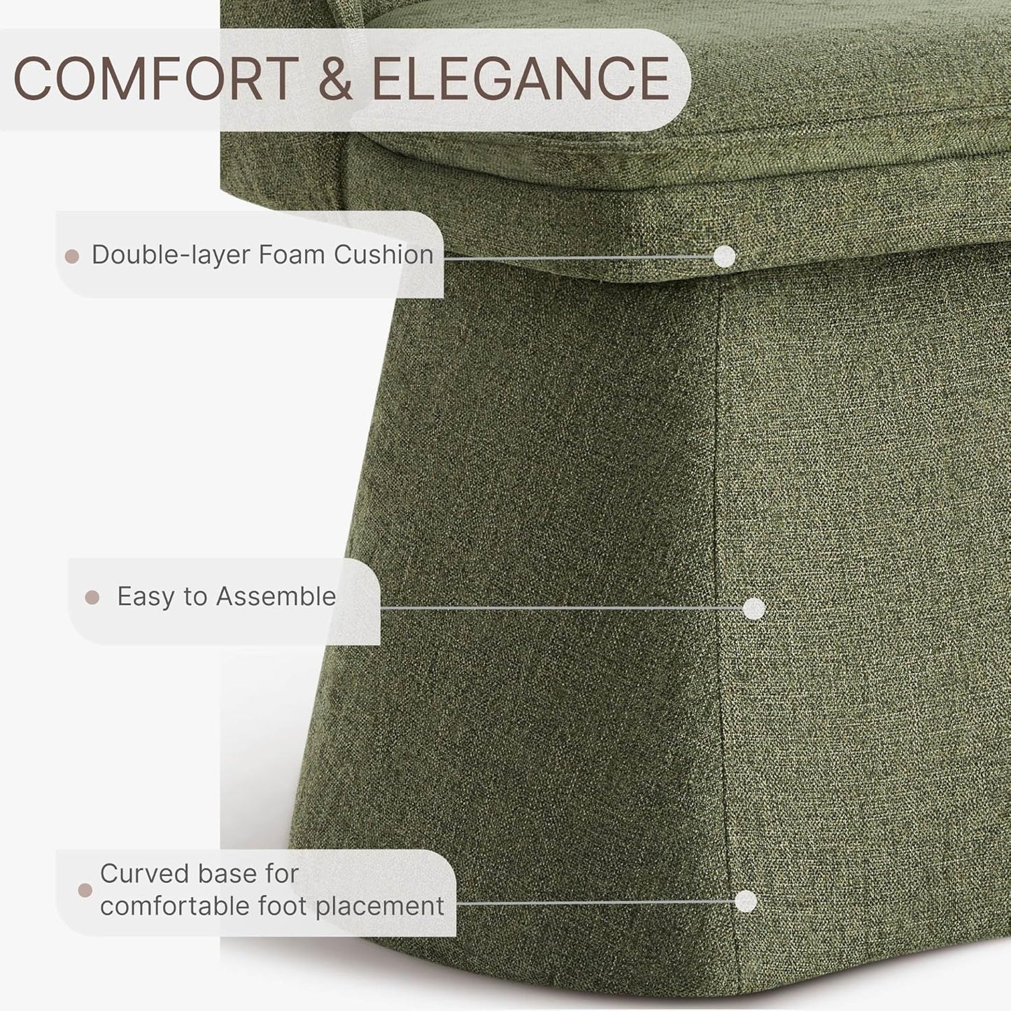 KISLOT Swivel Dining Chairs Set of 4, Upholstered Mid Century Modern Deskchair with Round Back, Linen Fabric Kitchen Chairs for Dining Room, Bedroom, Dressing Room, Green