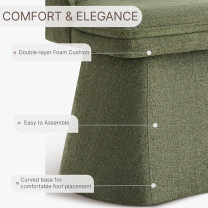 KISLOT Swivel Dining Chairs Set of 4, Upholstered Mid Century Modern Deskchair with Round Back, Linen Fabric Kitchen Chairs for Dining Room, Bedroom, Dressing Room, Green