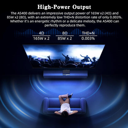 SMSL AS400 MA5332MS Power Amplifier CS43131 165W x 165W DAC Headphone Amp, USB/Coax/Opt/HDMI ARC/RCA/Phono Input 2.1 Channel Speaker/Subwoofer 4.4mm/6.35mm Headphone Output, MQA DAC Class D Amplifier
