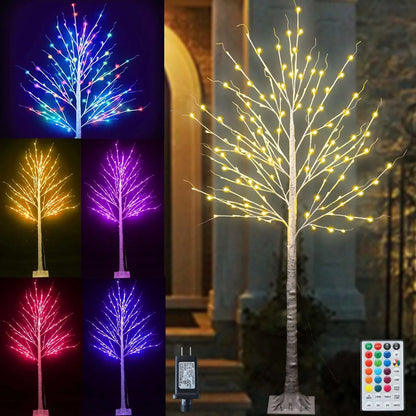 7ft 150 LED Colorful Birch Tree with Remote Control