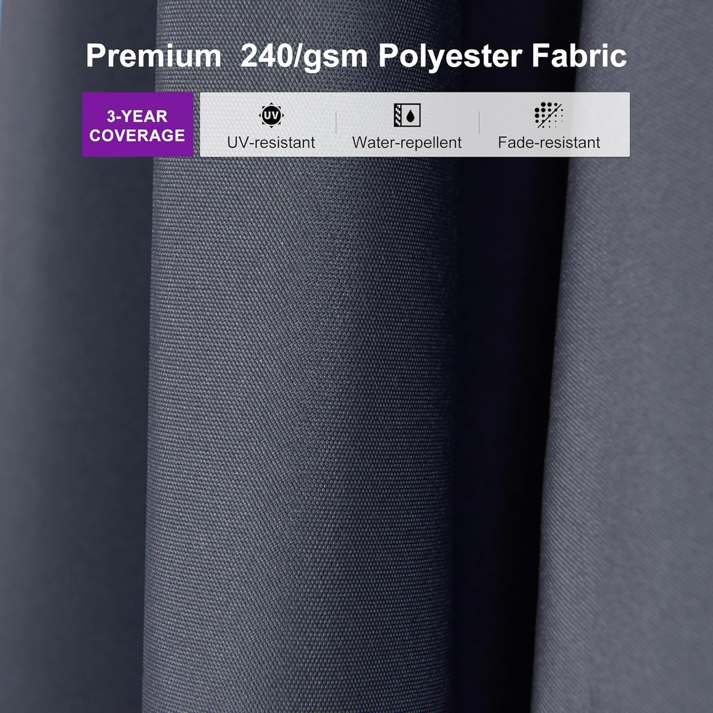 PURPLE LEAF 10' × 10' Patio Cantilever Umbrella Outdoor Square Adjustable Offset Umbrellas with 360-degree Rotation and 8 Heavy Duty Metal Ribs for Garden Deck Pool Gray