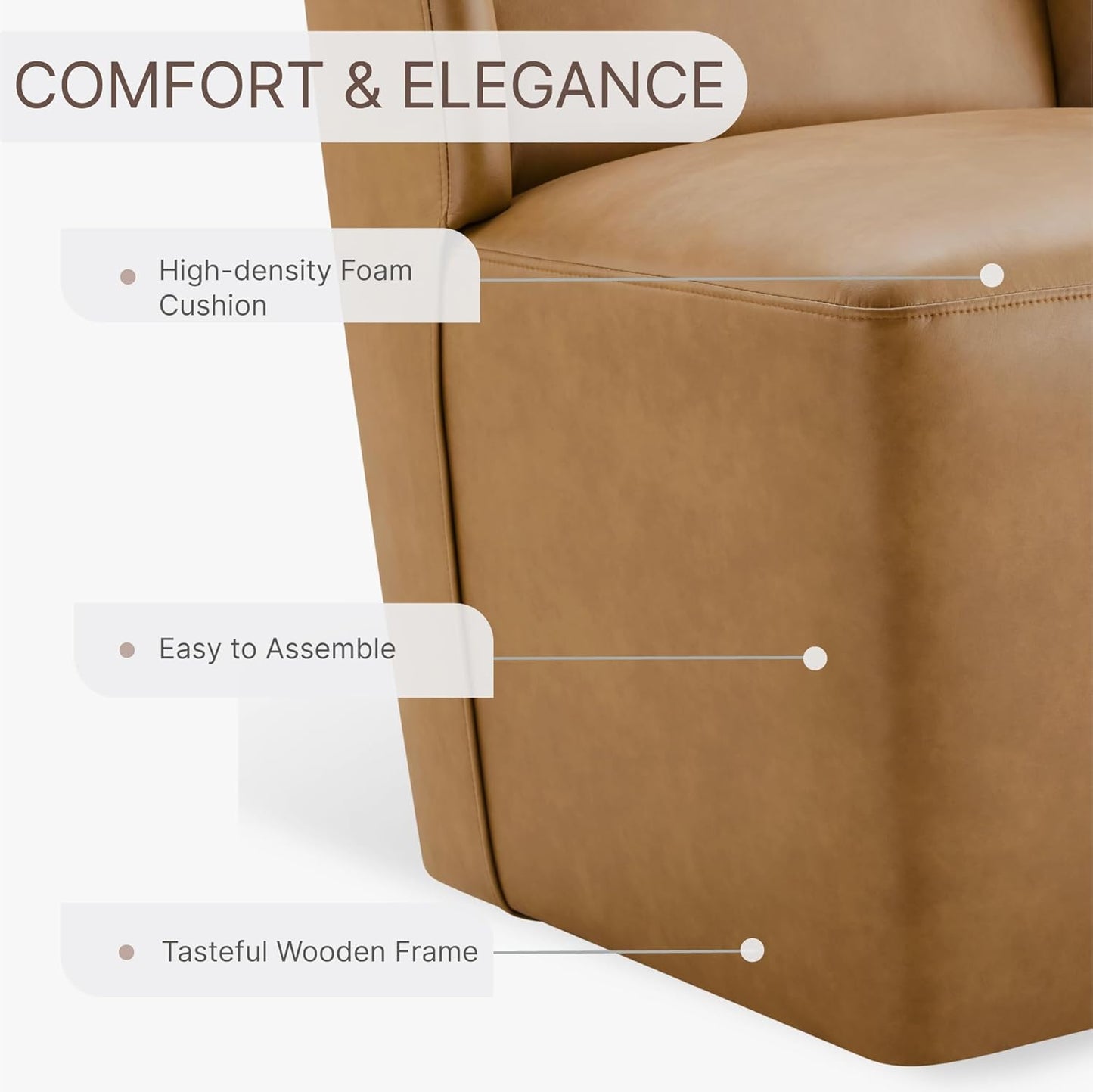 KISLOT Upholstered Dining Chairs Set of 4 with Casters, Wingback Modern Side Armless Deskchair with Rollers for Diningroom Bedroom Livingroom Reading Room, Brown Faux Leather