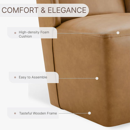 KISLOT Upholstered Dining Chairs Set of 4 with Casters, Wingback Modern Side Armless Deskchair with Rollers for Diningroom Bedroom Livingroom Reading Room, Brown Faux Leather