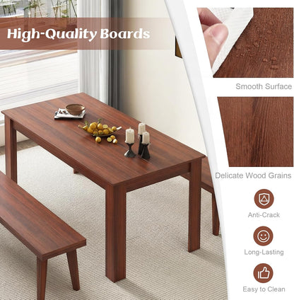 Giantex Dining Table for 4-6, 63" L Large Farmhouse Kitchen Table, Wooden Rectangular Dinner Table for Living Dining Room, Home Office, Dinette, 330LBS Capacity, Walnut