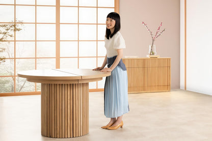 Transformer Table - Solid Wood Extendable Round Dining Table Set with 6 Chairs, Seats 2-10, Extendable Round Dining Set, Space-Saving Modern Furniture, Natural (Table + 6 Chairs)