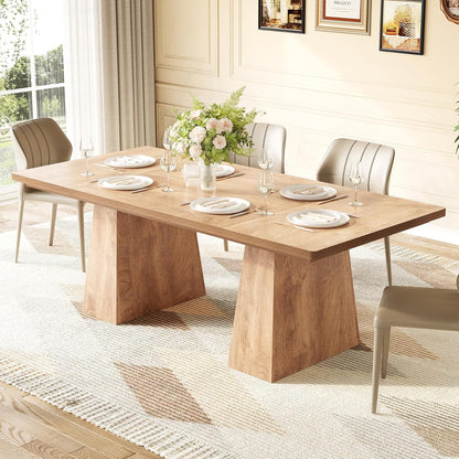 LITTLE TREE Dining Table for 6 People, Wooden Table, Rectangle Furniture with Heavy Duty Legs, Modern Kitchen Table for Home, Dining Room, Oak