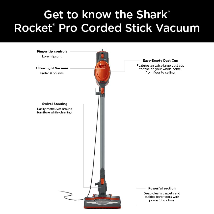 SHARK HV302 Rocket Pet Corded Stick Vacuum & Hand Tool