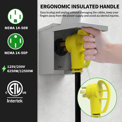 POWGRN NEMA 14-50 25FT RV/EV Heavy Duty Extension Cord