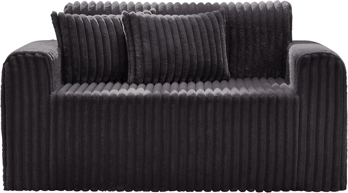Hobestluk Couch Sofa 2-Seater Foam Sofa Loveseat for Small Spaces Comfy Sofas with Removable Cover Furry Couch with Pillows for Living Room, Bedroom, Apartment, Office (Dark Grey, Loveseat)