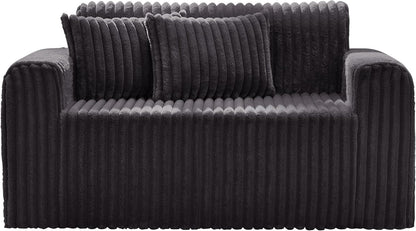Hobestluk Couch Sofa 2-Seater Foam Sofa Loveseat for Small Spaces Comfy Sofas with Removable Cover Furry Couch with Pillows for Living Room, Bedroom, Apartment, Office (Dark Grey, Loveseat)