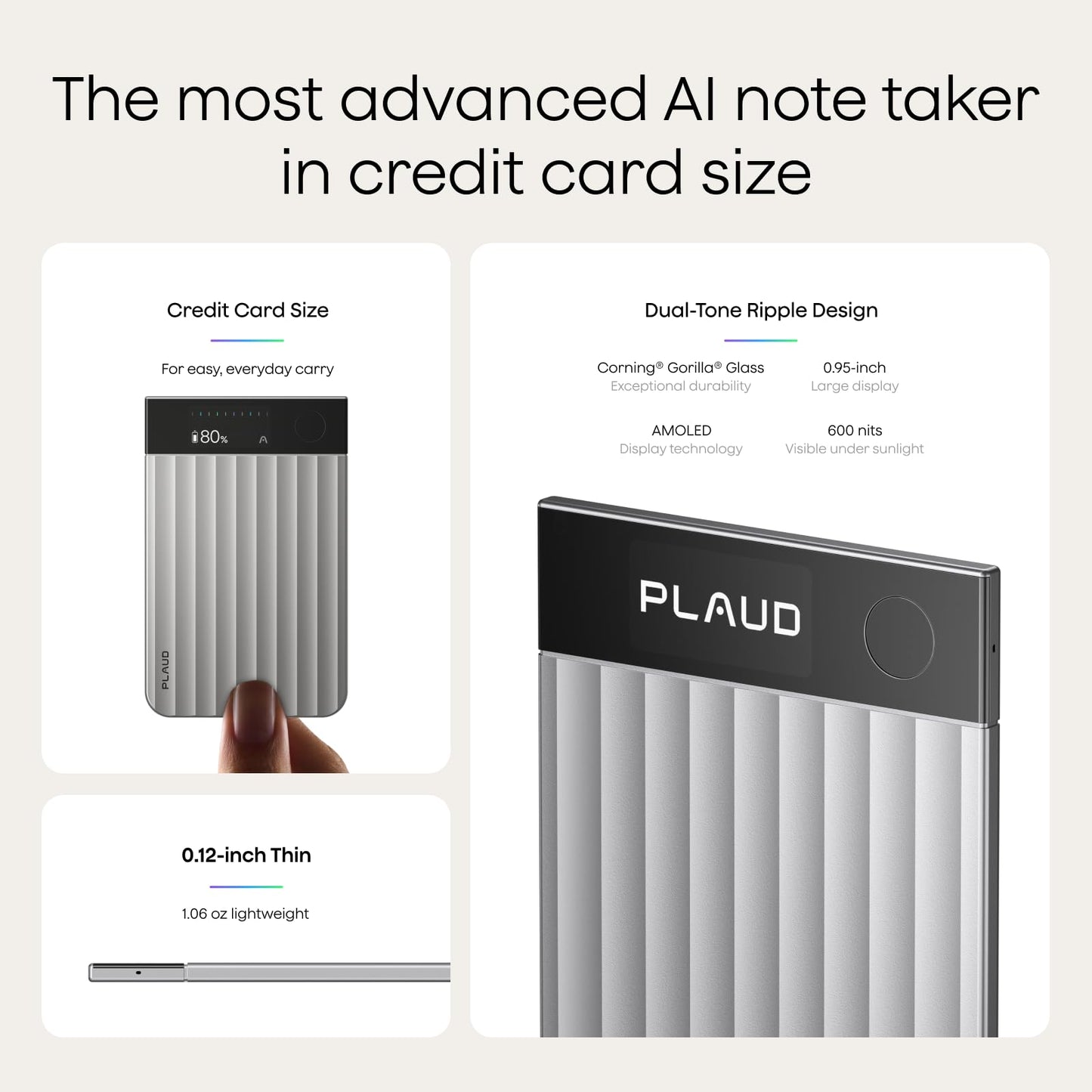 PLAUD Note Pro AI Voice Recorder - Transcribe, Summarize, App Control, 112 Languages