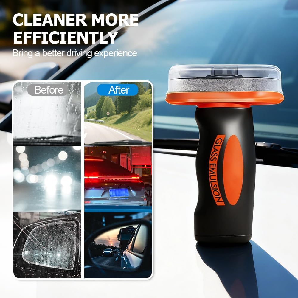 Handheld Glass Oil-Film Remover, 2026 New Upgrade Emulsion Cleaner Glass Cleaning Board, Automotive Oil Film Cleaning Brush for Car Windows (2, One Size)