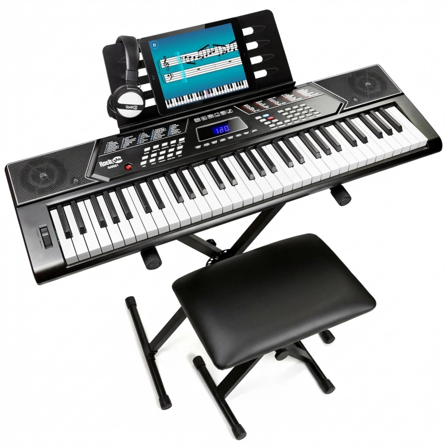 ROCKJAM 61-Key Keyboard Piano with Stand, Bench & Headphones