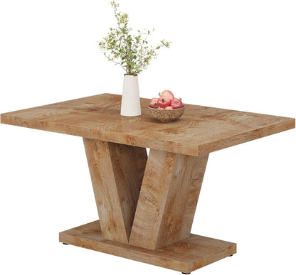 Tribesigns 47-Inch Dining Table for 4, Light Oak Brown Kitchen Dinner Furniture with Heavy Duty Pedestal, Farmhouse Wooden Eating Desk for Home, Dining Room, Small Space