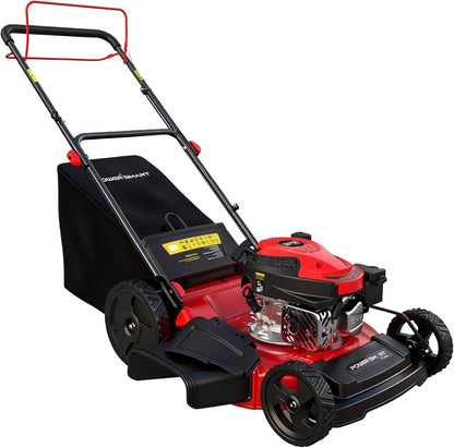 PowerSmart EasyDrive 21-Inch Self Propelled Gas Lawn Mower, 170cc 4-Stroke OHV Engine, Rear Wheel Drive, 3-in-1 Mulch/Bag/Side Discharge, Steel Deck, 6 Height Adjustment