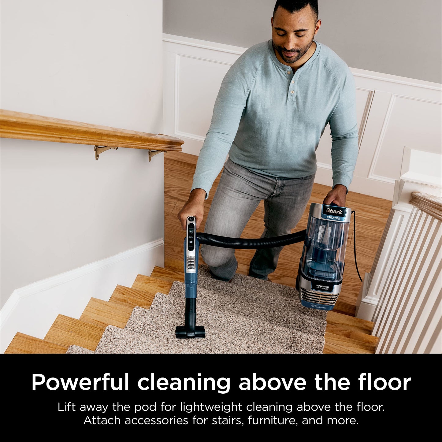 SHARK Upright Vacuum Stratos with DuoClean PowerFins Navy