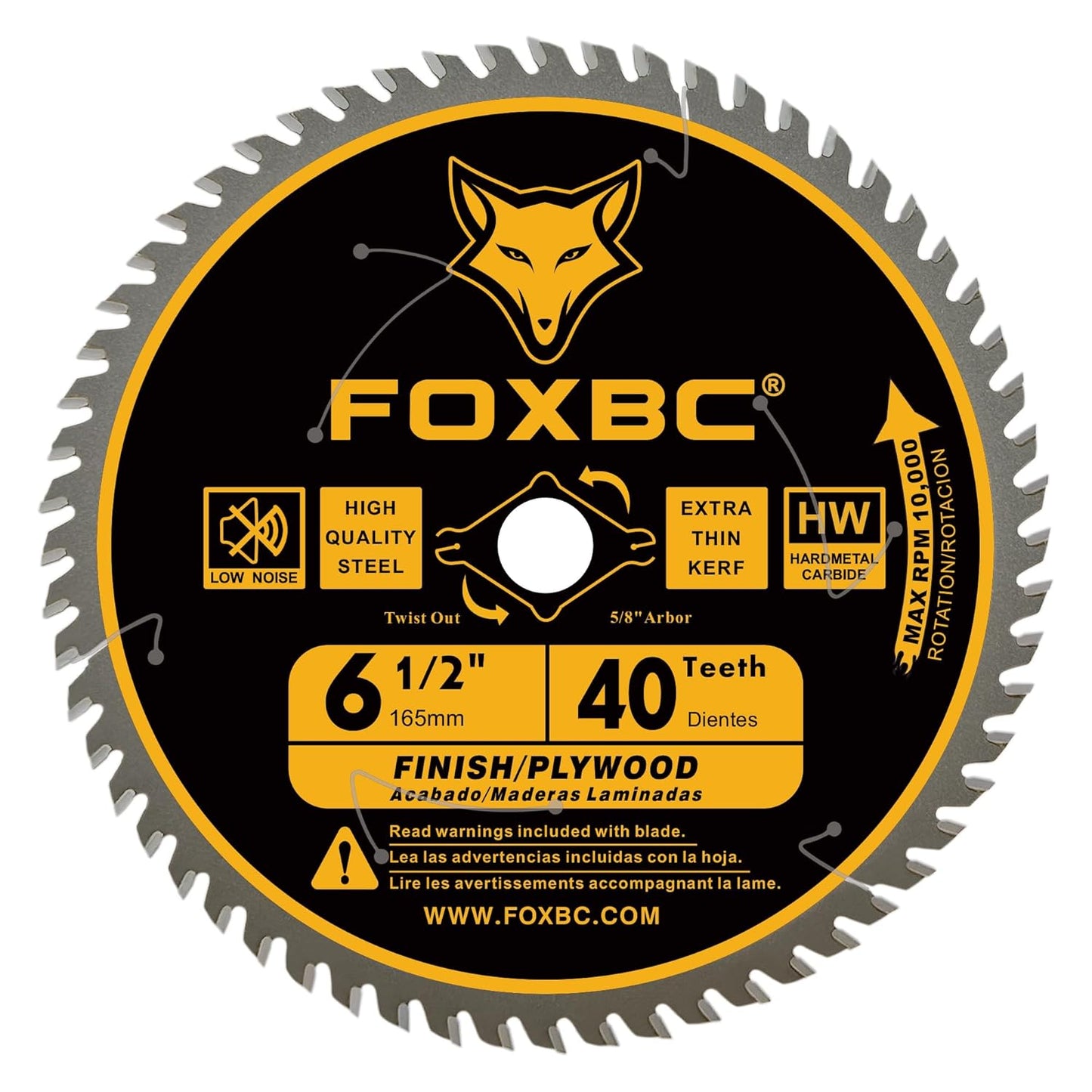 FOXBC 6-1/2 inch Circular Saw Blade 40T 60T Combo Pack, Ultra Fine Finish for Wood Cutting, Thin-Kerf with 5/8" Arbor