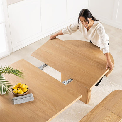 Transformer Table - Solid Wood Extendable Round Dining Table Set with 6 Chairs, Seats 2-10, Extendable Round Dining Set, Space-Saving Modern Furniture, Natural (Table + 6 Chairs)