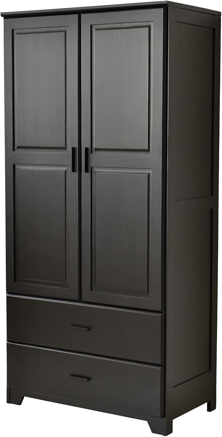 Woodpecker's Inc Solid Pine Wood Closet with Raised Doors (Black)