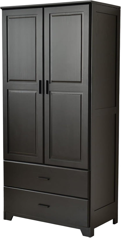 Woodpecker's Inc Solid Pine Wood Closet with Raised Doors (Black)