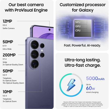 Samsung Galaxy S26 Ultra, Unlocked Android Smartphone, 256GB, Privacy Display, Galaxy AI, AI Camera, Super Fast Charging 3.0, Durable Battery, 2026, US 1 Year Warranty, Black
