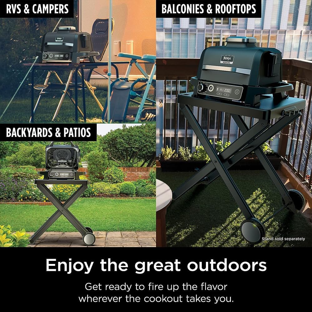 Professional Outdoor Grill and Smoker, Built-in Thermometer, 7-in-1 main grill, BBQ Smoker, Air Fryer, Bake, Bake, dehydrate, Grill, Firewood Pellet, Portable, electric (updated)