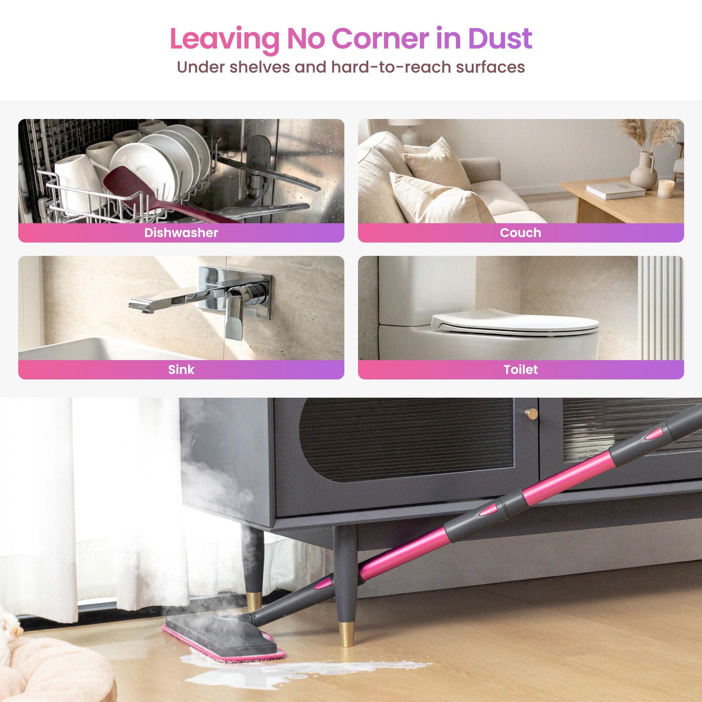 SCHENLEY 19-in-1 Steam Mop with Detachable Handheld Steamer