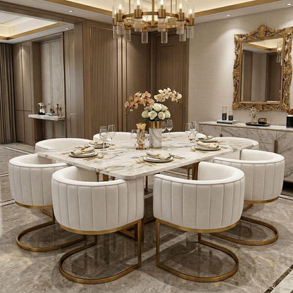 Hyfirm Beige and Gold Barrel Dining Room Chairs Set of 4, Modern Velvet Upholstered Accent Chairs with Curved Back for Kitchen Island, Luxury Comfort Seating Cantilever Metal Frame
