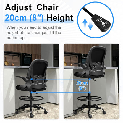 PRIMY Drafting Chair - Ergonomic Tall Office Chair with Lumbar Support