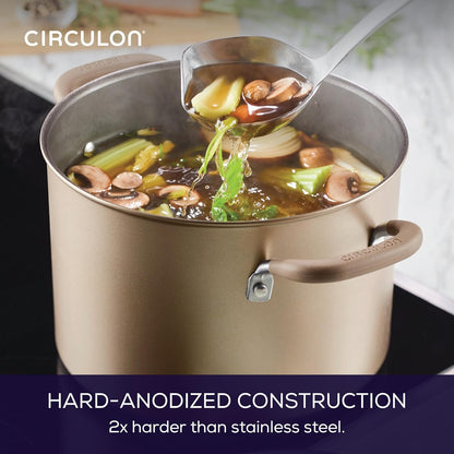 Circulon Premier Professional Hard Anodized Nonstick Cookware Induction Pots and Pans Set Nonstick, Home Essentials, 12-Piece, Bronze
