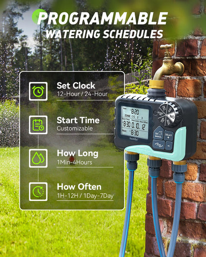 RAINPOINT 3 Zone Water Timer with Brass Inlet & Outlet