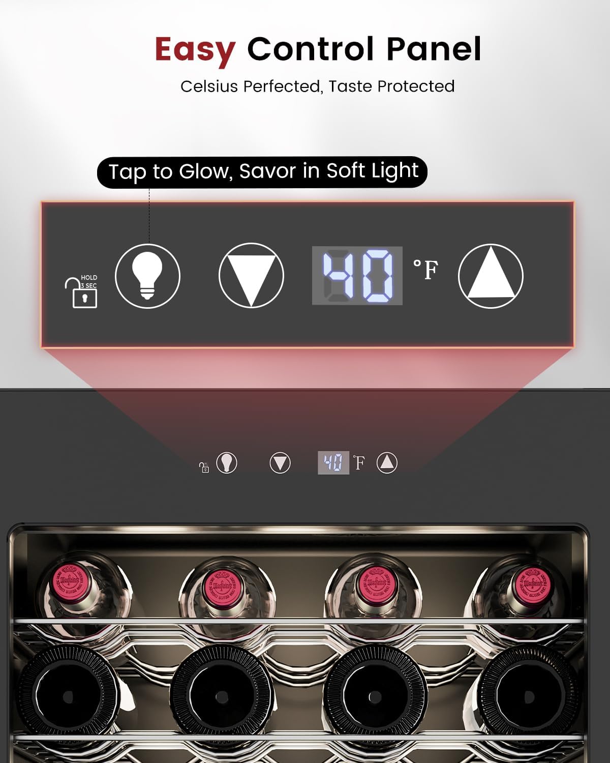 Feelfunn 45 Bottle Wine Cooler Refrigerator - Small Wine Fridge for Red, White, Champagne, Freestanding Wine Cellar with Glass Door & Digital Temperature Control for Home Bar, Office