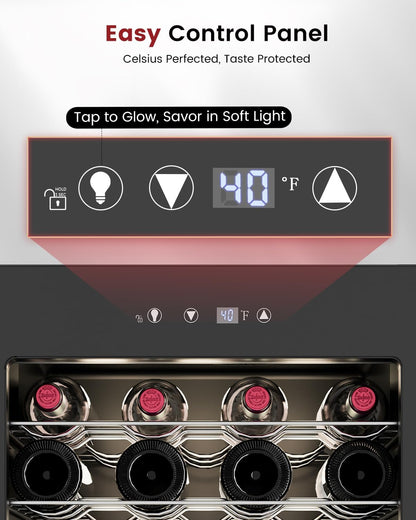 Feelfunn 45 Bottle Wine Cooler Refrigerator - Small Wine Fridge for Red, White, Champagne, Freestanding Wine Cellar with Glass Door & Digital Temperature Control for Home Bar, Office