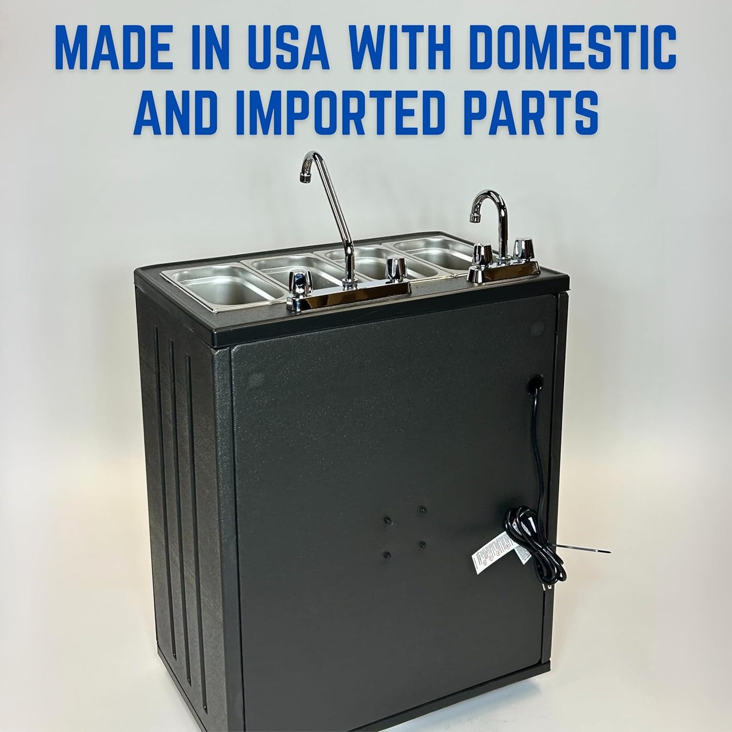 Concession Sinks - Portable Sink Hand Wash Station, 4 Compartment Basin with Hot Water, Standard Size, Food Trailer Equipment, Free Standing Utility Sink, Hand Washing Station
