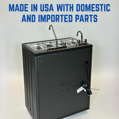 Concession Sinks - Portable Sink Hand Wash Station, 4 Compartment Basin with Hot Water, Standard Size, Food Trailer Equipment, Free Standing Utility Sink, Hand Washing Station
