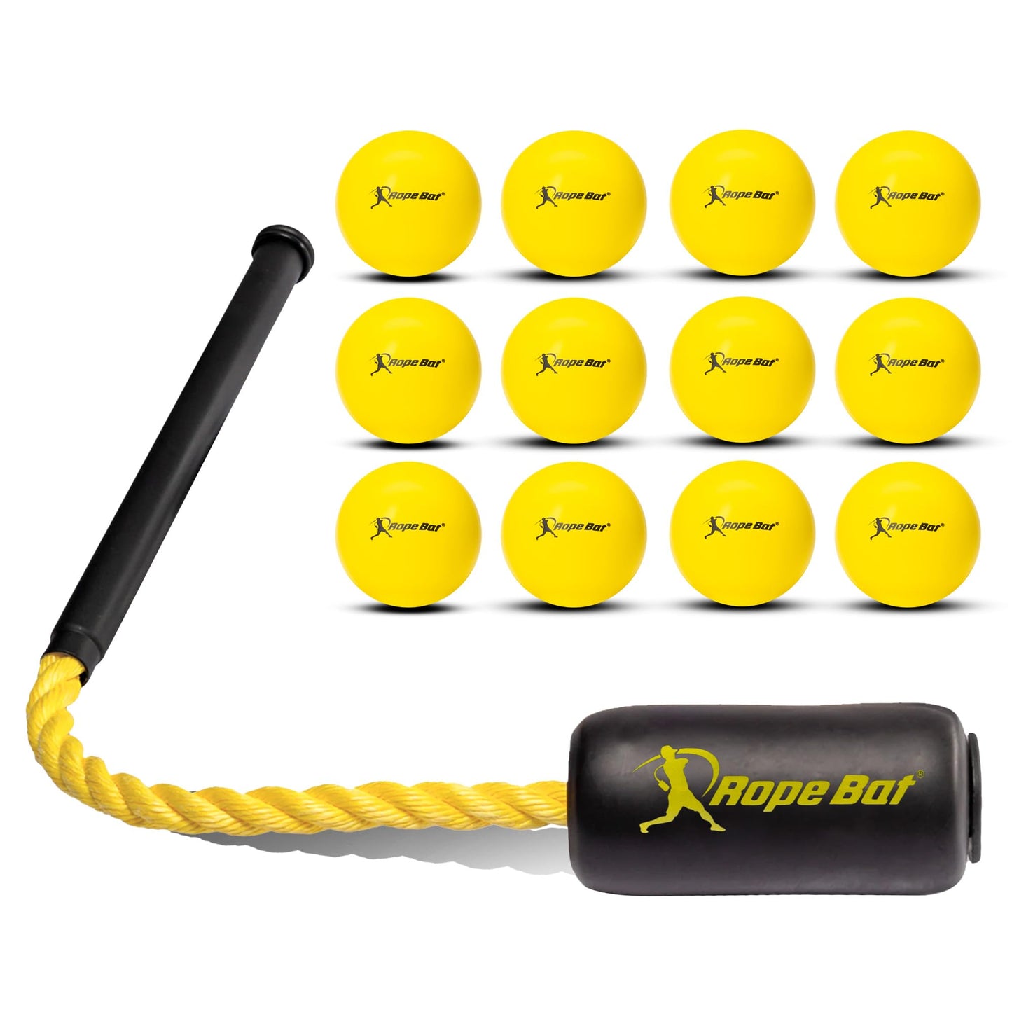 ROPE BAT Original Patented Swing Trainer with 12 Soft Balls