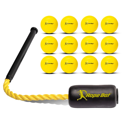 ROPE BAT Original Patented Swing Trainer with 12 Soft Balls