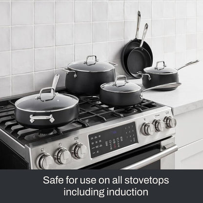 All-Clad HA1 Expert Hard Anodized Nonstick Cookware Set (10 Piece) Pots, Frying Pans, Dishwasher-Safe, Oven-Safe Up to 500°F Compatible with All Stovetops (Gas, Electric & Induction) - Black