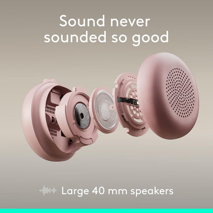 Logitech Zone Wired 2 - Noise-Canceling Headset with Adaptive Hybrid ANC, USB-C with USB-A Adapter - Rose