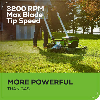 Greenworks 60V 21" Brushless (Push) Cordless Lawn Mower, 5.0Ah Battery (1/2 Acre, Rapid Charger, 4-in-1, LED Lights, IPX4)