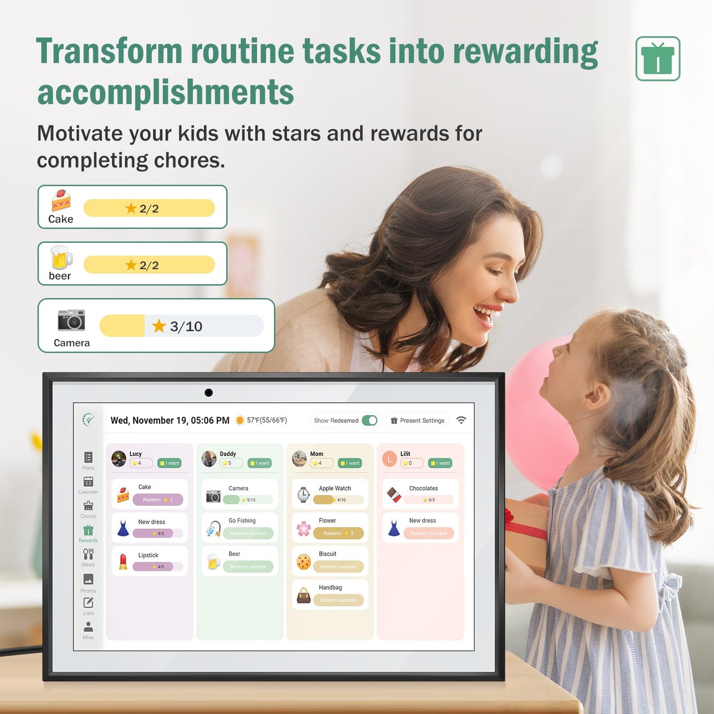 RROSKY WiFi Digital Calendar Smart Family Planner 10.1''