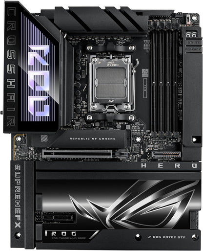 ROG Crosshair X870E Hero BTF AMD ATX Board with Hidden-Connector Design & high-Power GPU Slot for Clean Cable Management, 18+2+2 Power, DDR5, WiFi 7, 5X M.2, PCIe 5.0, USB4, Advanced AI PC Ready
