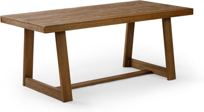 Plank+Beam 72 Inch Farmhouse Dining Table, Solid Wood Rustic Kitchen Table, Large Wooden Rectangular Dinner Table for Dining Room, Home Office, Living Room Furniture, Easy Assembly, Pecan Wirebrush