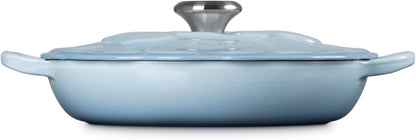 Le Creuset Enameled Cast Iron Signature Petal Braiser, 2.25 qt., Coastal Blue w/Stainless Steel Knob