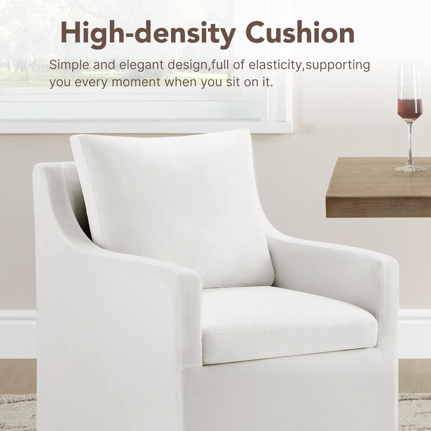 KISLOT Upholstered Dining Chairs Set of 4, Modern Dining Room Chairs with Casters & Washable Cover, Rolling Accent Chair with Hidden Storage for Kitchen, Farmhouse, Living Room, White, 4 Box