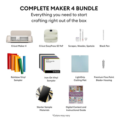 Cricut Maker 4 T-Shirt Making Bundle - Cutting Machine with EasyPress SE Heat Press, Vinyl & Iron-On Kit for Custom Apparel, Tote Bags & DIY Projects