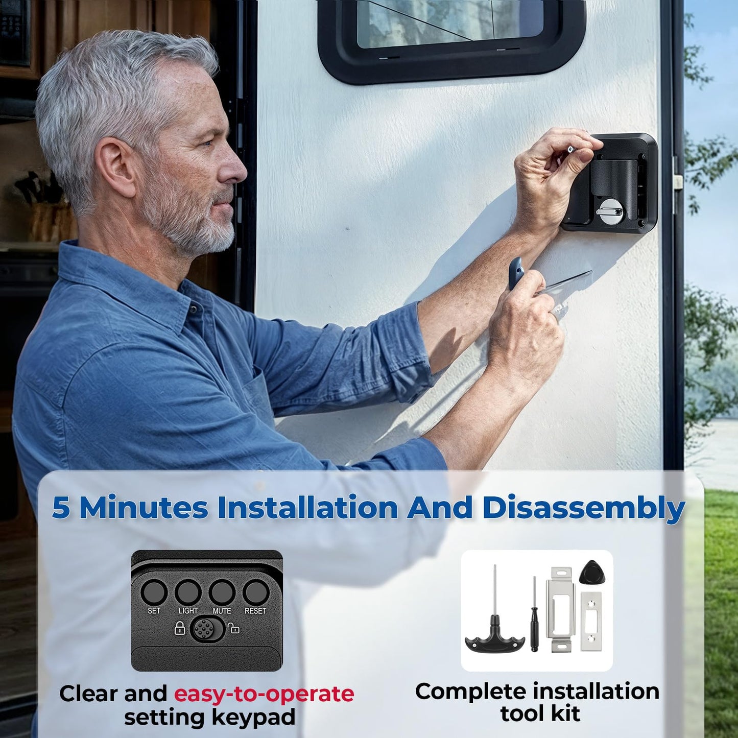 ONNAIS Full Metal RV Keyless Entry Door Lock with Remote