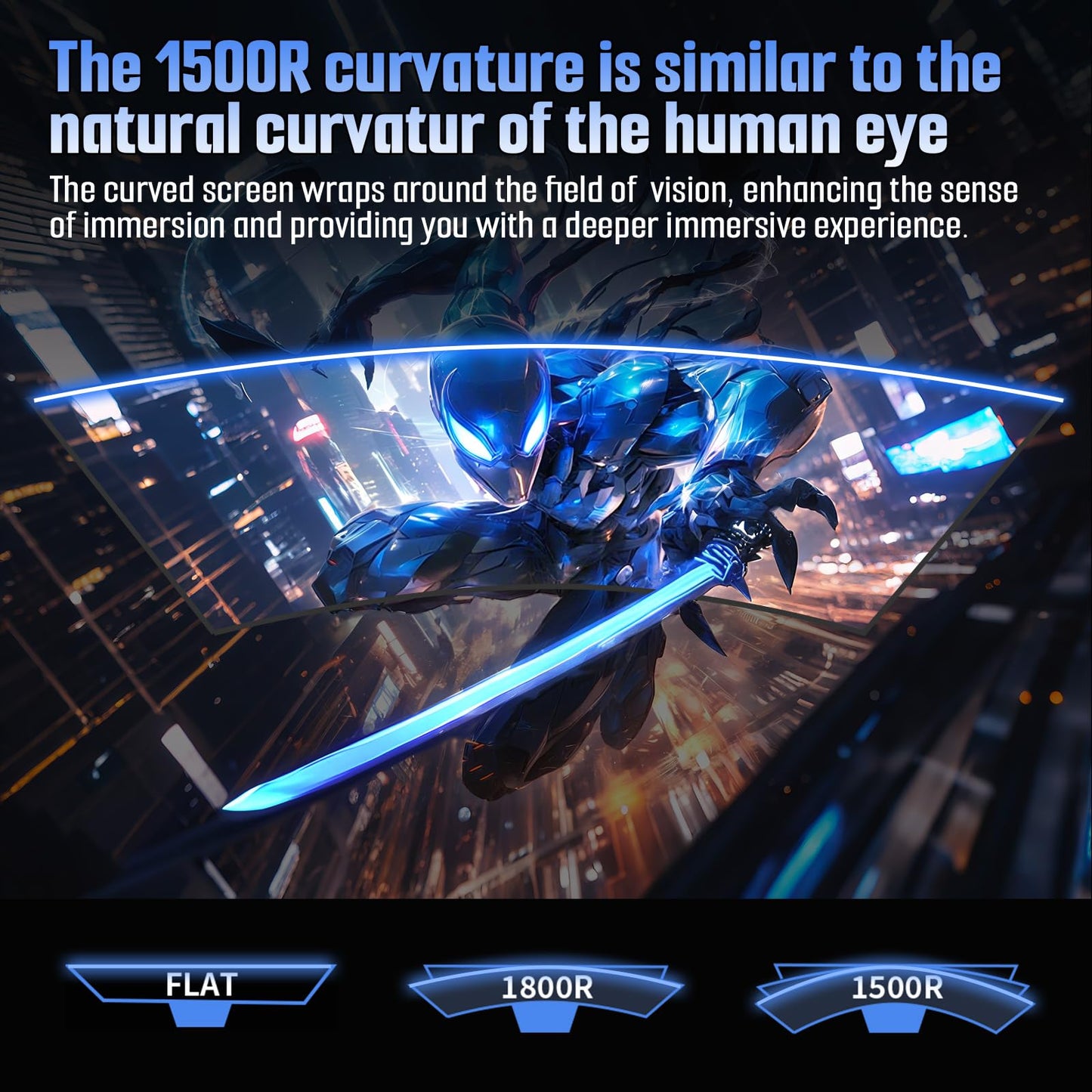 SANSUI 24 Inch Curved 160Hz Gaming Monitor FHD 1080P