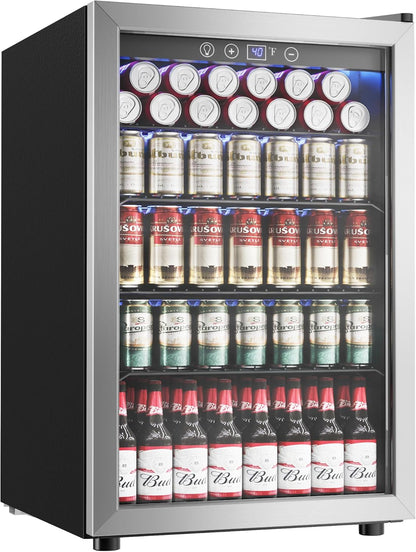 Icyglee 4.5 Cu.ft Beverage Refrigerator Cooler, 145 Can Mini Fridge with Digital Temperature Display for Soda Beer Wine, Freestanding beverage fridge with Adjustable Shelving for Home Office Bar