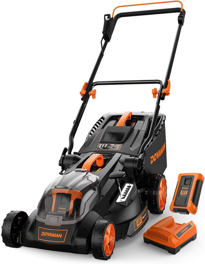 DOVAMAN LD40A 19" Cutting Deck Brushless Lawn Mower, 40V Powerful Cordless Lawn Mower, Effortless Single-Lever Height Adjustment, 3-Step Foldable Handle & Vertical Storage, 2-in-1 Mulching & Bagging
